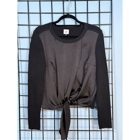 CAbi Crosstie Pullover Ribbed Knit Sweater Womens M Black‎ Gorpcore Coastal - Picture 1 of 9